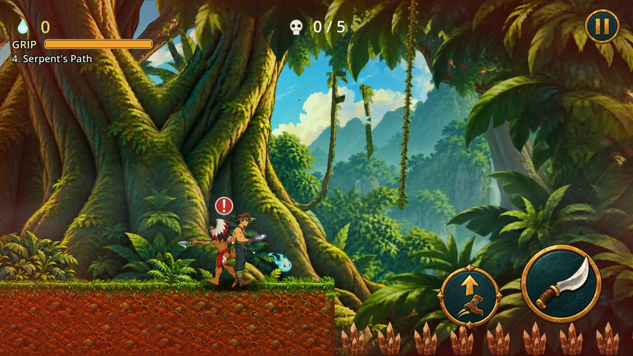 Kai sneaking past a guard in the Emerald Jungle