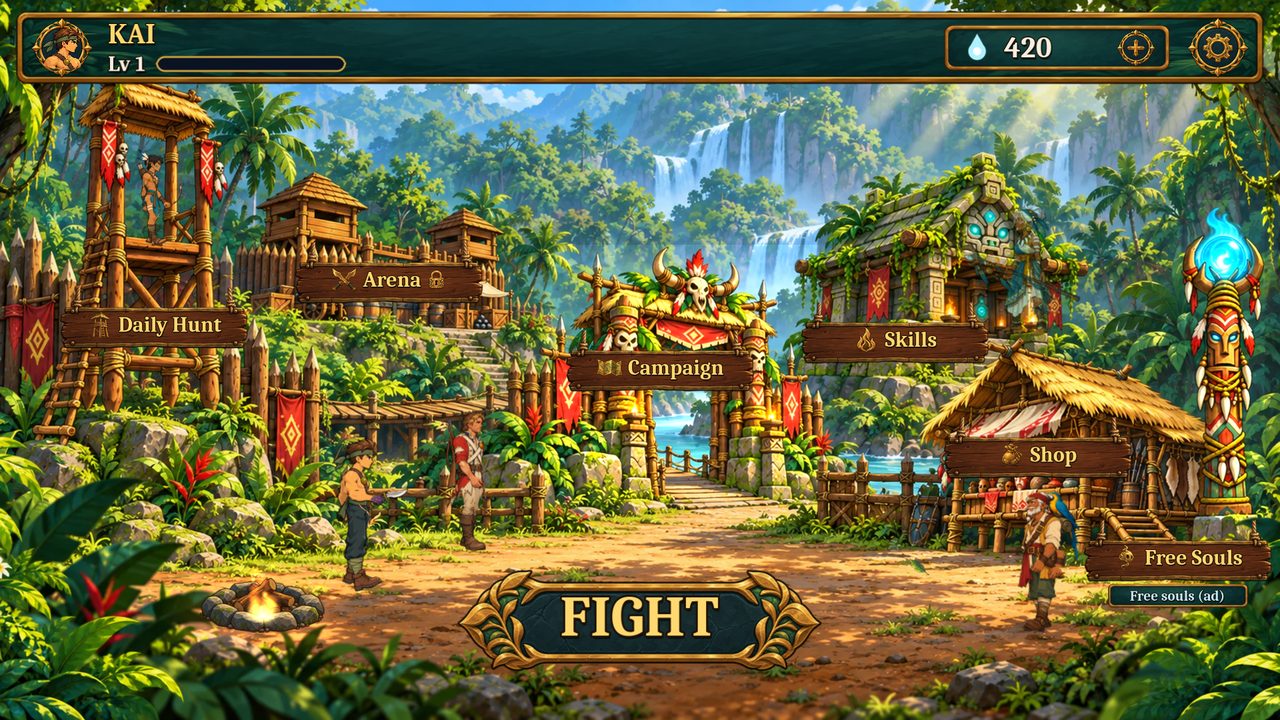 The Reapers' camp: arena, skills, shop